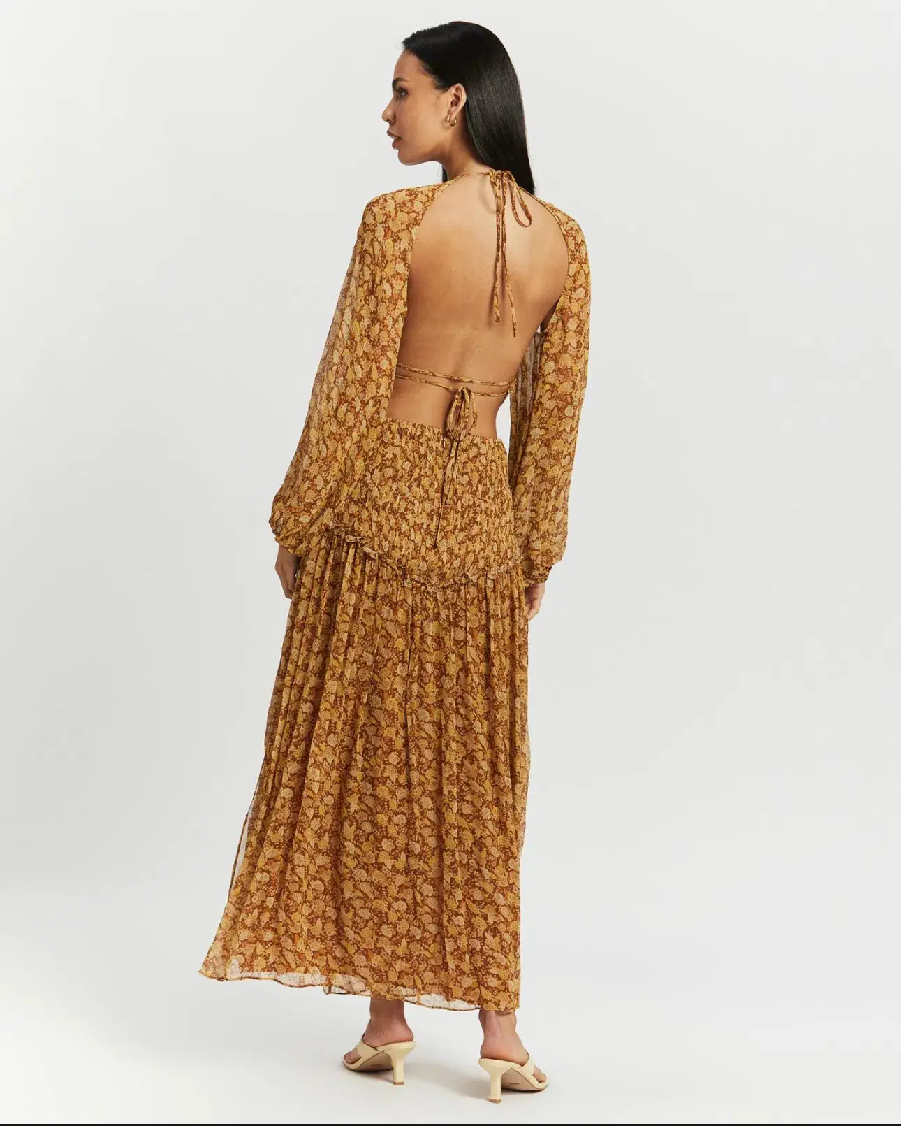 Shona Joy Sunset Cut Out Backless Midi Dress Floral Size 6 - Image 3