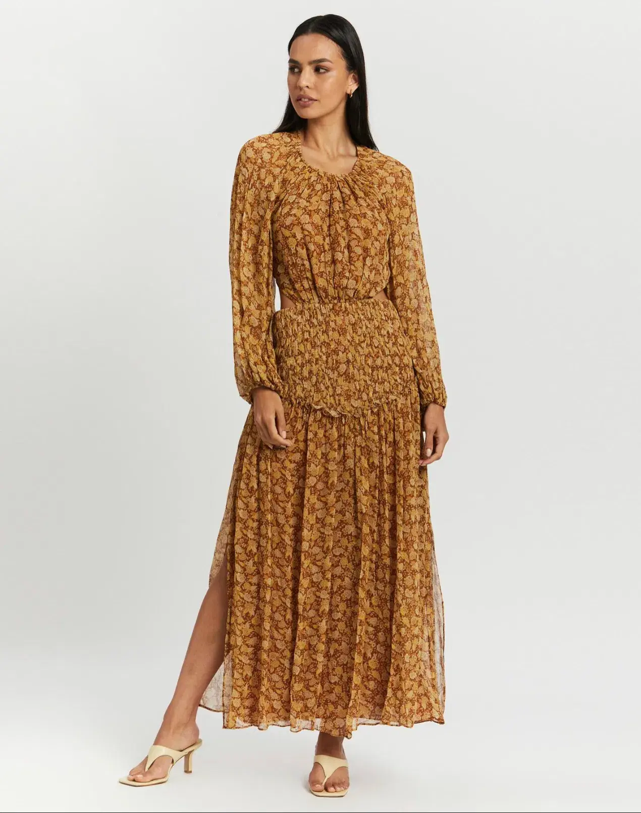 Shona Joy Sunset Cut Out Backless Midi Dress Floral Size 6 - Image 1