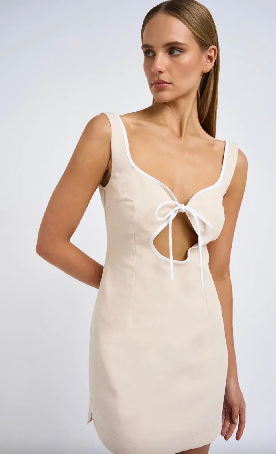 By Johnny Amelia Curve Mini Dress in Bone Ivory Size 12 - Image 2