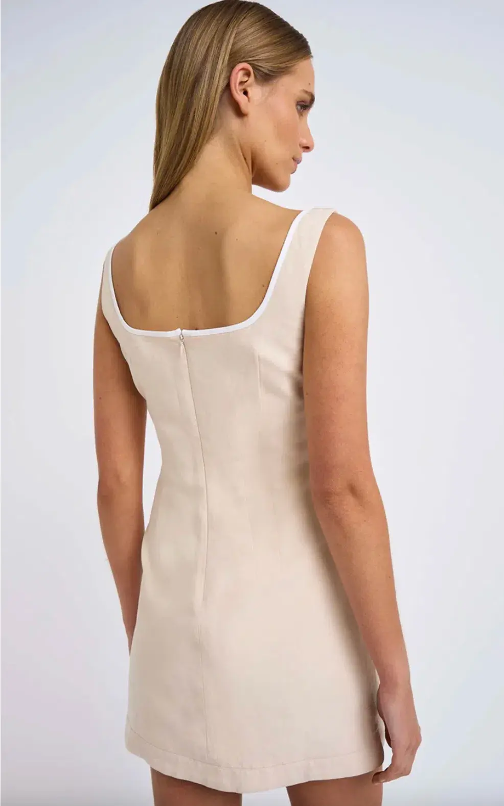 By Johnny Amelia Curve Mini Dress in Bone Ivory Size 12 for rent on The Volte - main image