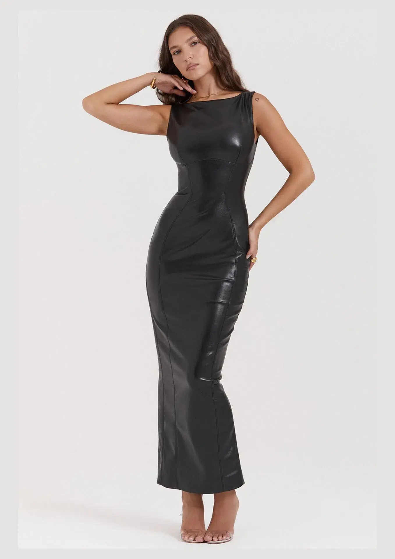 House of CB Sahara Vegan Leather Dress Black Size 12 - Image 1