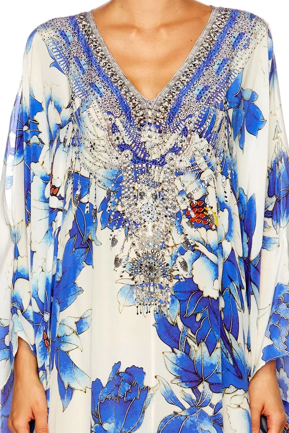 Camilla Ring Of Roses Split Front & Sleeve Kaftan Floral Print One Size  - Image 4