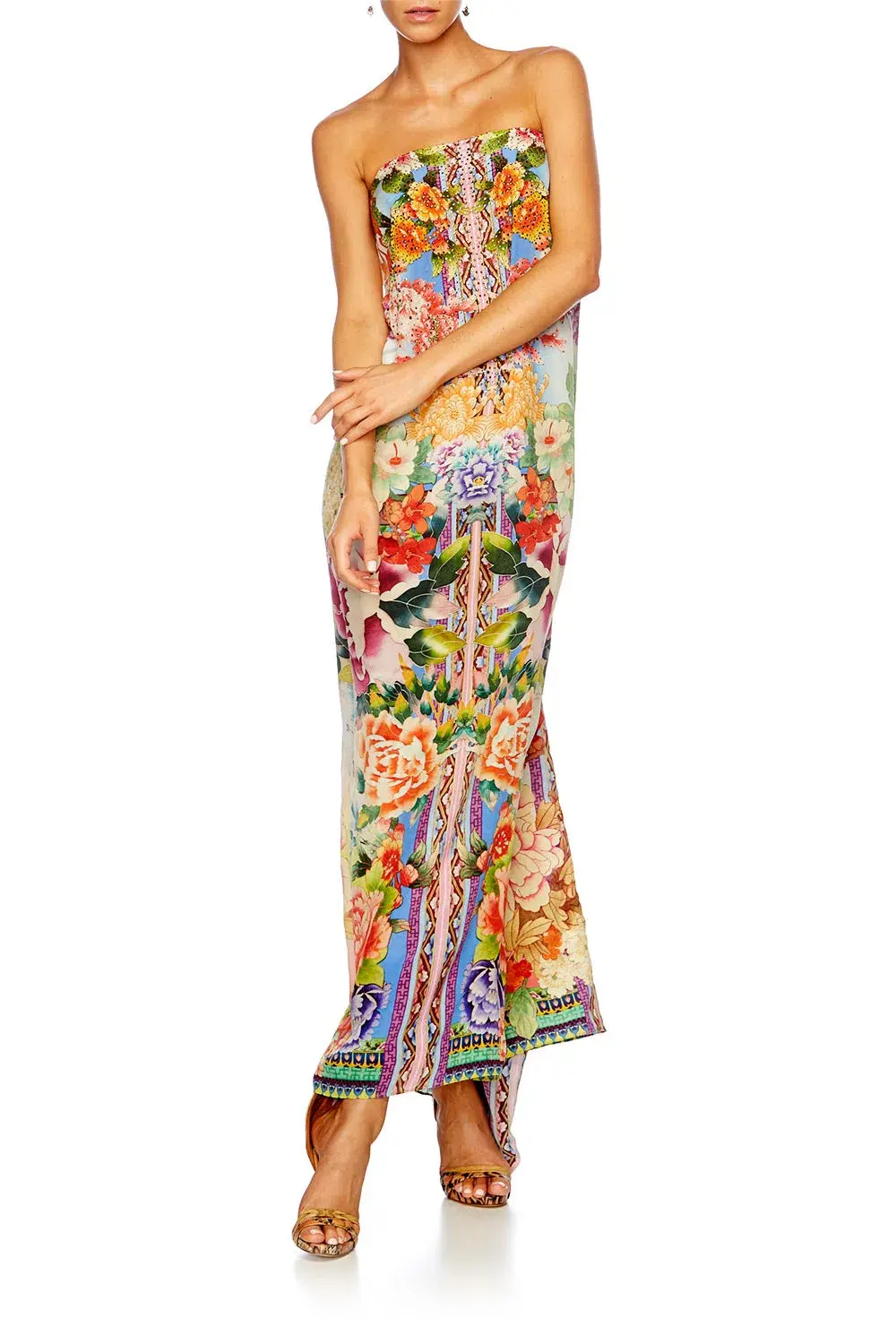 Camilla Flower Hour Round Neck Kaftan One Size  - Image 5