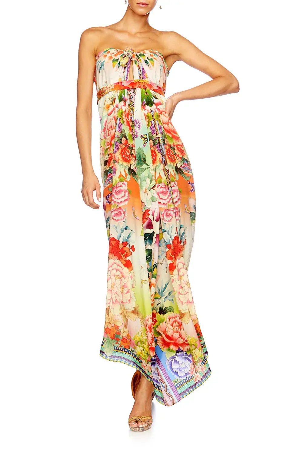 Camilla Flower Hour Round Neck Kaftan One Size  - Image 4