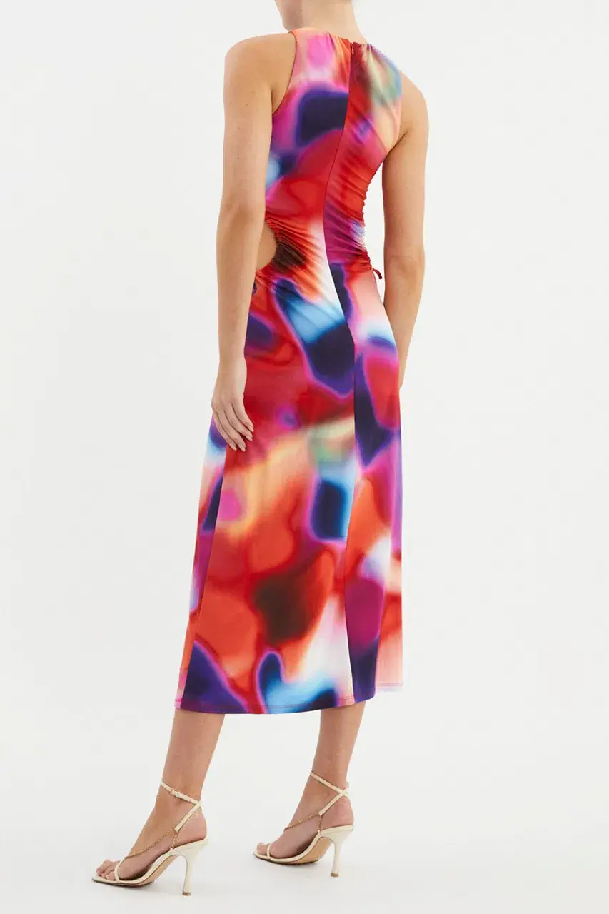 Rebecca Vallance Del Prado Cut Out Midi Dress Multi Size 10 - Image 3