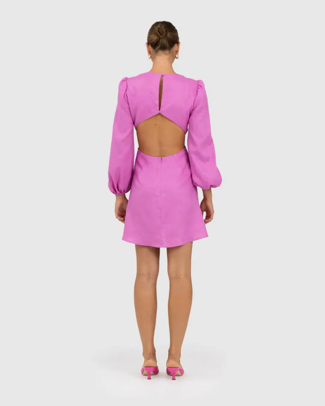 The Wolf Gang Safi Linen Cut Out Dress Pink Size XXS/Au 4 for rent on The Volte - main image