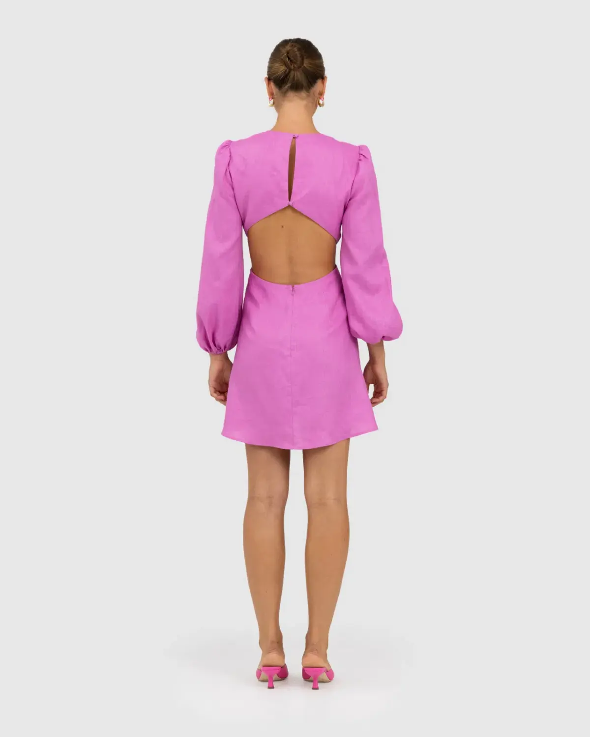 The Wolf Gang Safi Linen Cut Out Dress Pink Size XXS/Au 4 - Image 4