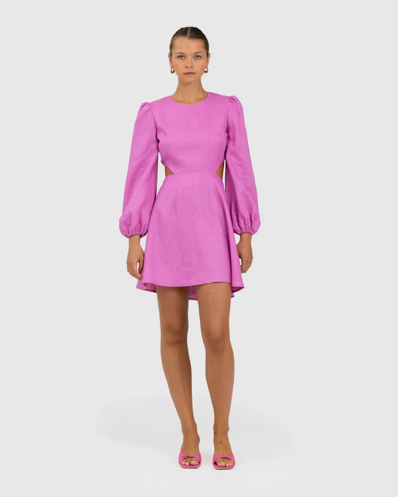 The Wolf Gang Safi Linen Cut Out Dress Pink Size XXS/Au 4 - Image 1