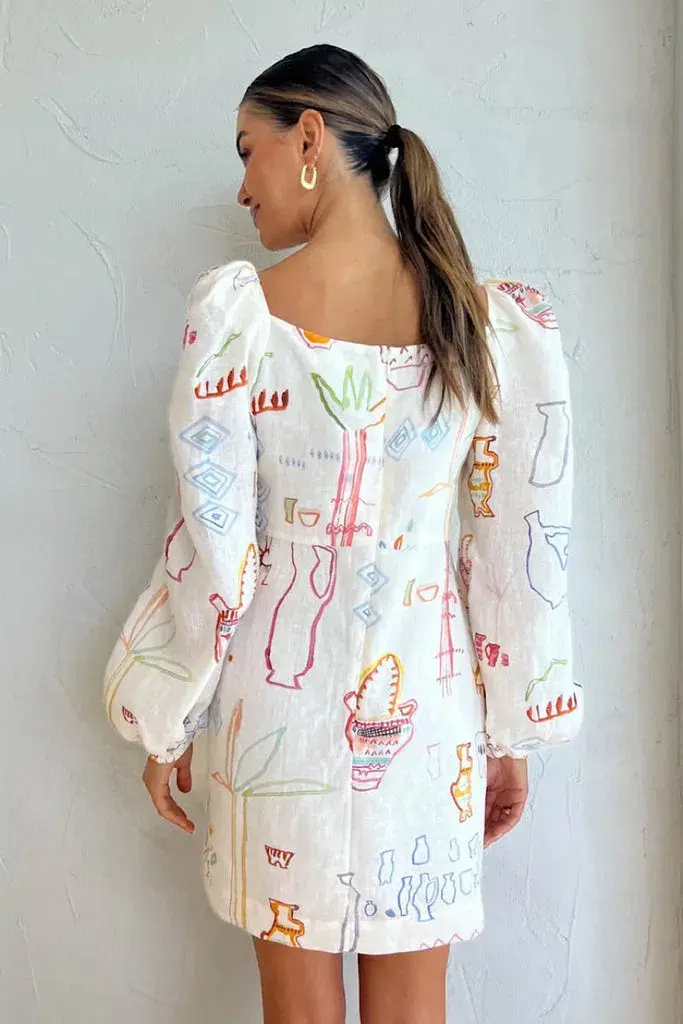 Kate Ford Willow Puff Mini Dress Print Size 10 for rent on The Volte - main image