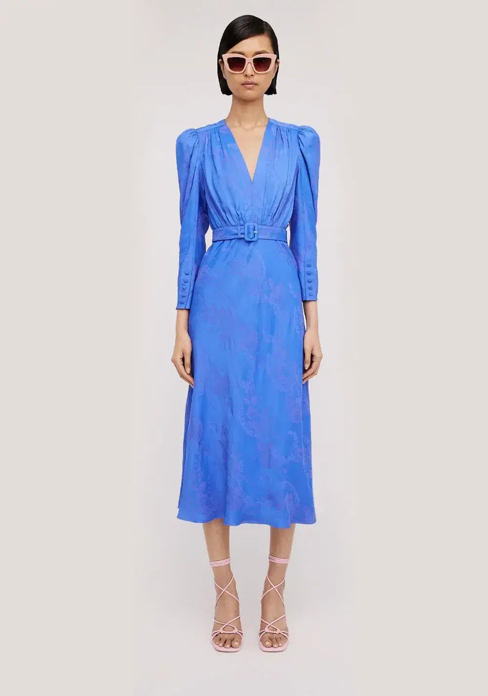 Scanlan Theodore French Jacquard Dress Blue Size 8 - Image 1