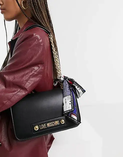 Love Moschino Logo Printed Crossbody With Scarf Bag Black  - Image 1