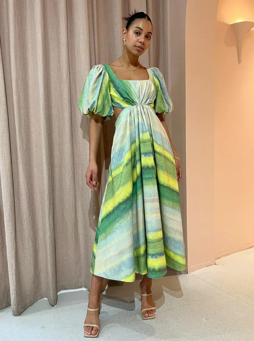 Acler Temple Dress In Impressionist Stripe Size 6 - Image 1