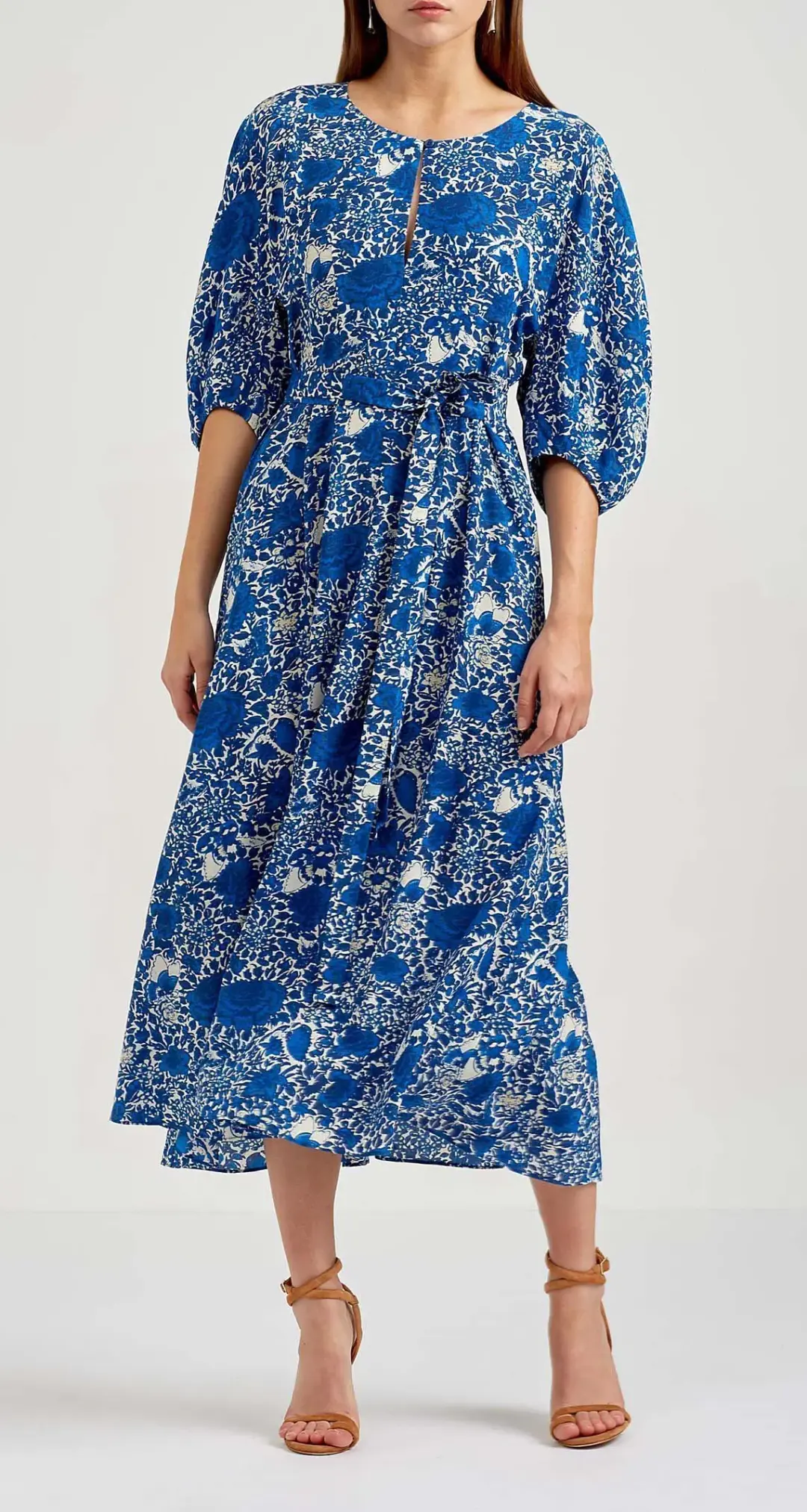 Scanlan Theodore Silk Cocoon Sleeve Dress Blue Floral Size AU 8 for rent on The Volte - main image