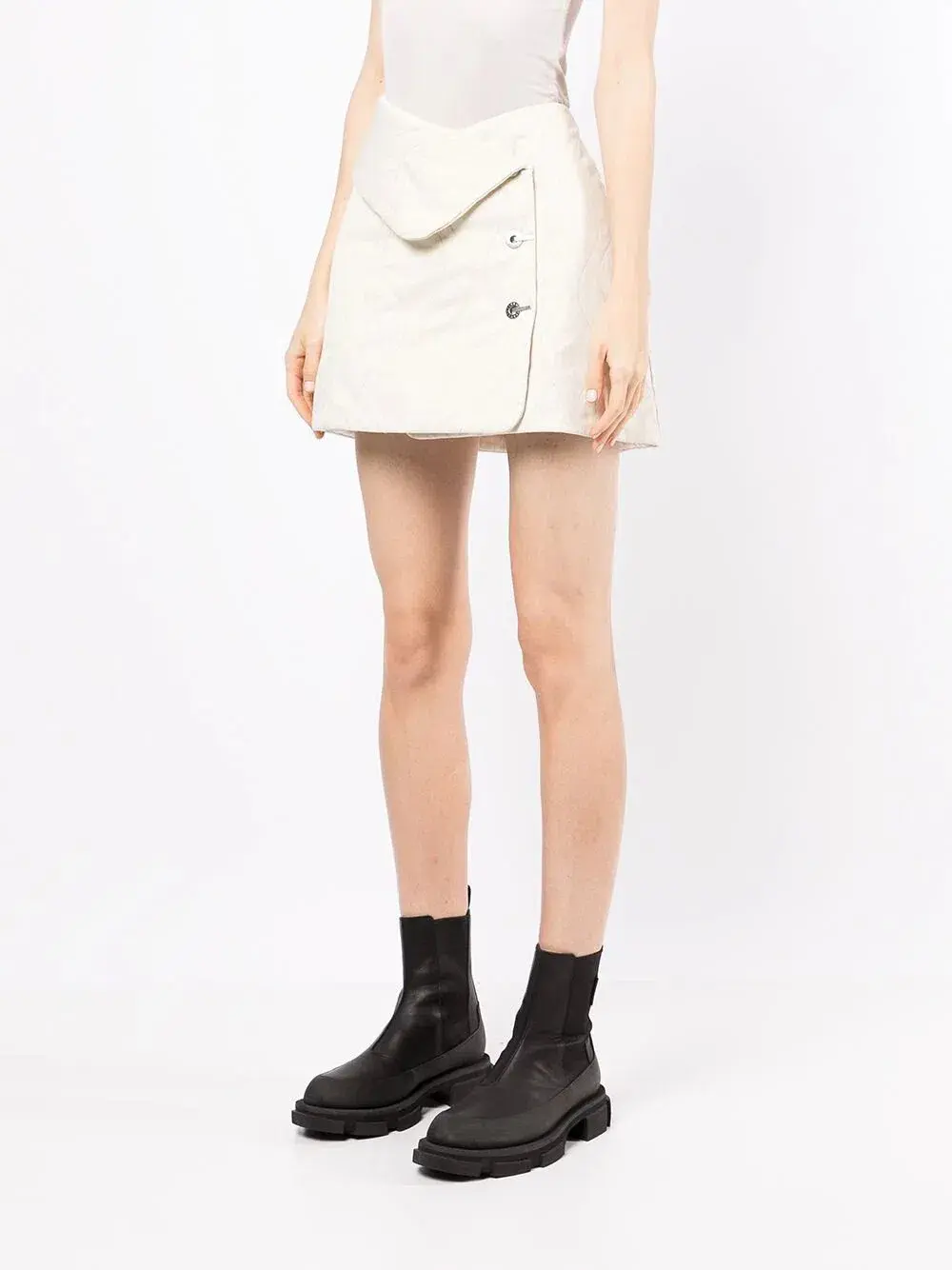 Dion Lee Wave Quilted Mini Skirt Ivory Size AU 6 - Image 2