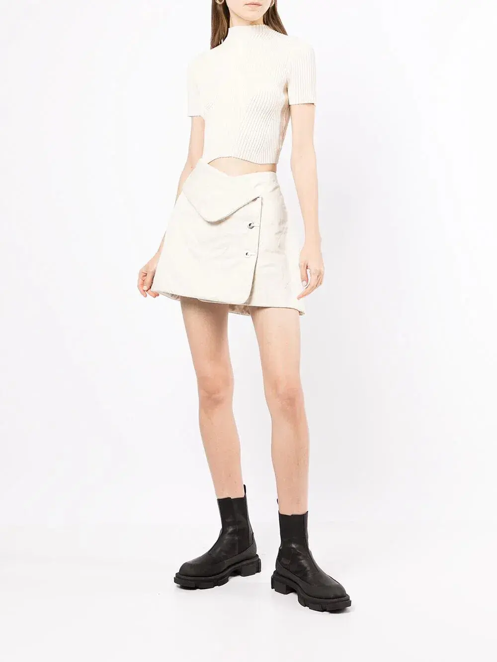 Dion Lee Wave Quilted Mini Skirt Ivory Size AU 6 - Image 1