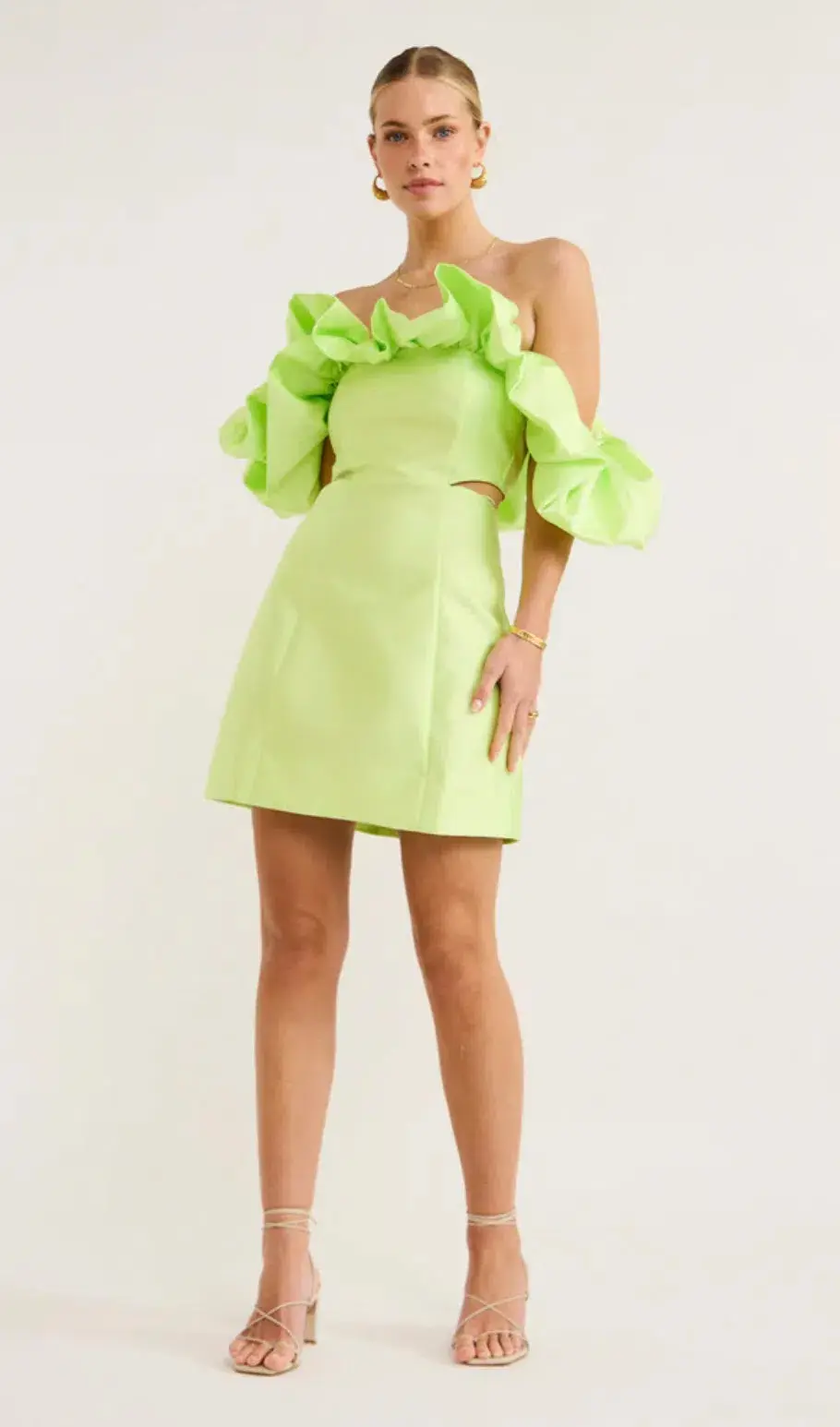 Alemais Suzi Off Shoulder Mini Green Size AU 10 - Image 1