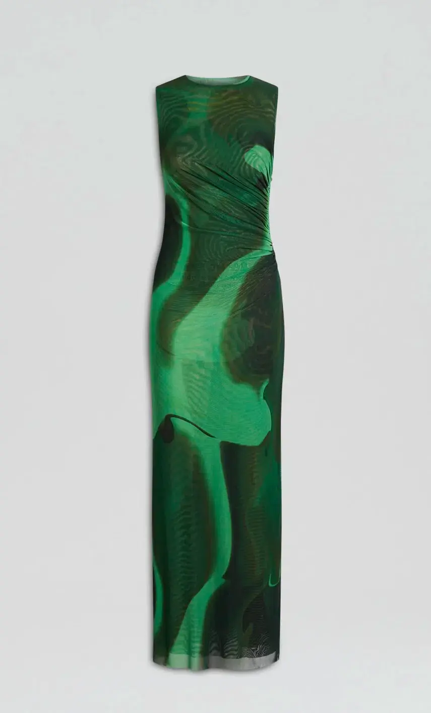 Scanlan Theodore Italian Watercolour Dress Safari Green Size AU 8 - Image 3