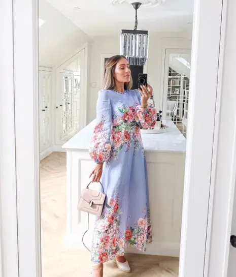 Zimmermann The Bellitude Floral Long Dress in Cornflower Floral Size 3 / AU 14 - Image 4