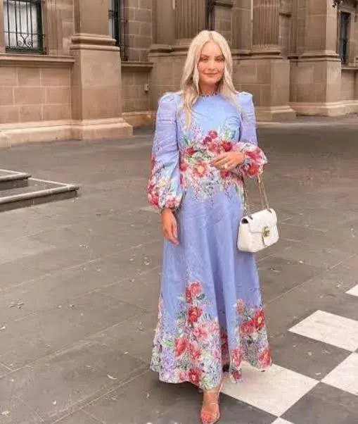 Zimmermann The Bellitude Floral Long Dress in Cornflower Floral Size 3 / AU 14 - Image 5