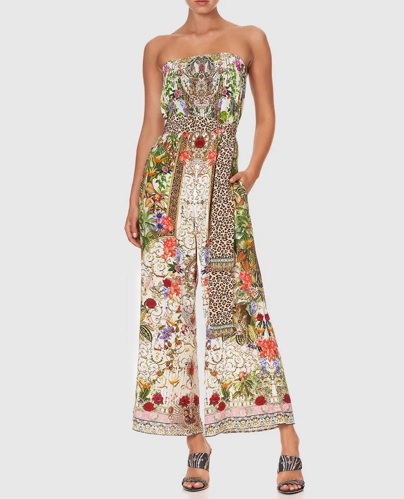 Camilla Fair Verona Tie Waist Strapless Jumpsuit with Belt Multi Size M/Au 12 - Image 1