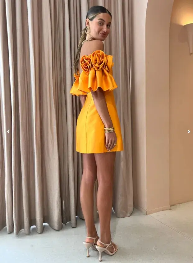 Alemais Macie Rosette Mini Dress in Saffron Yellow Size 8 - Image 3