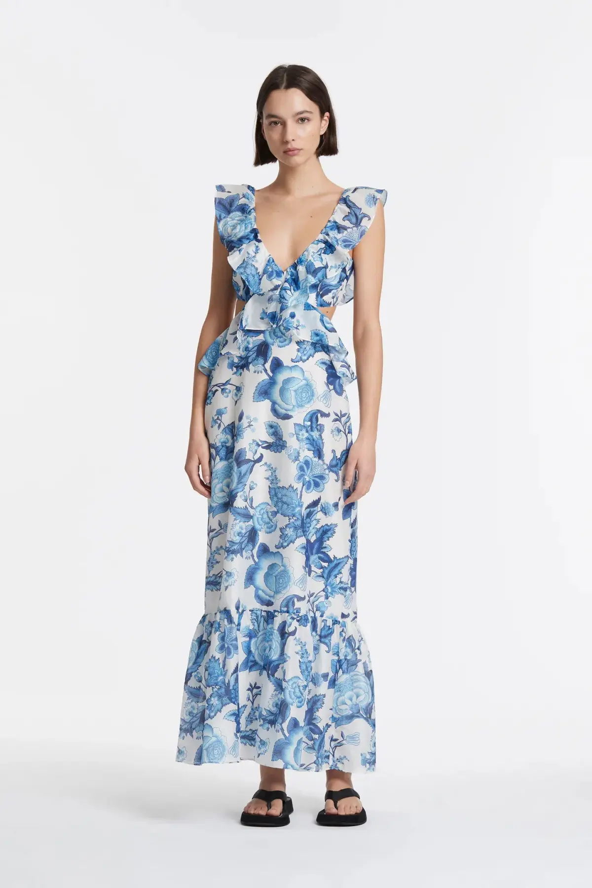 Sir the Label Amaris Frill Midi Dress Print Size 6 - Image 1