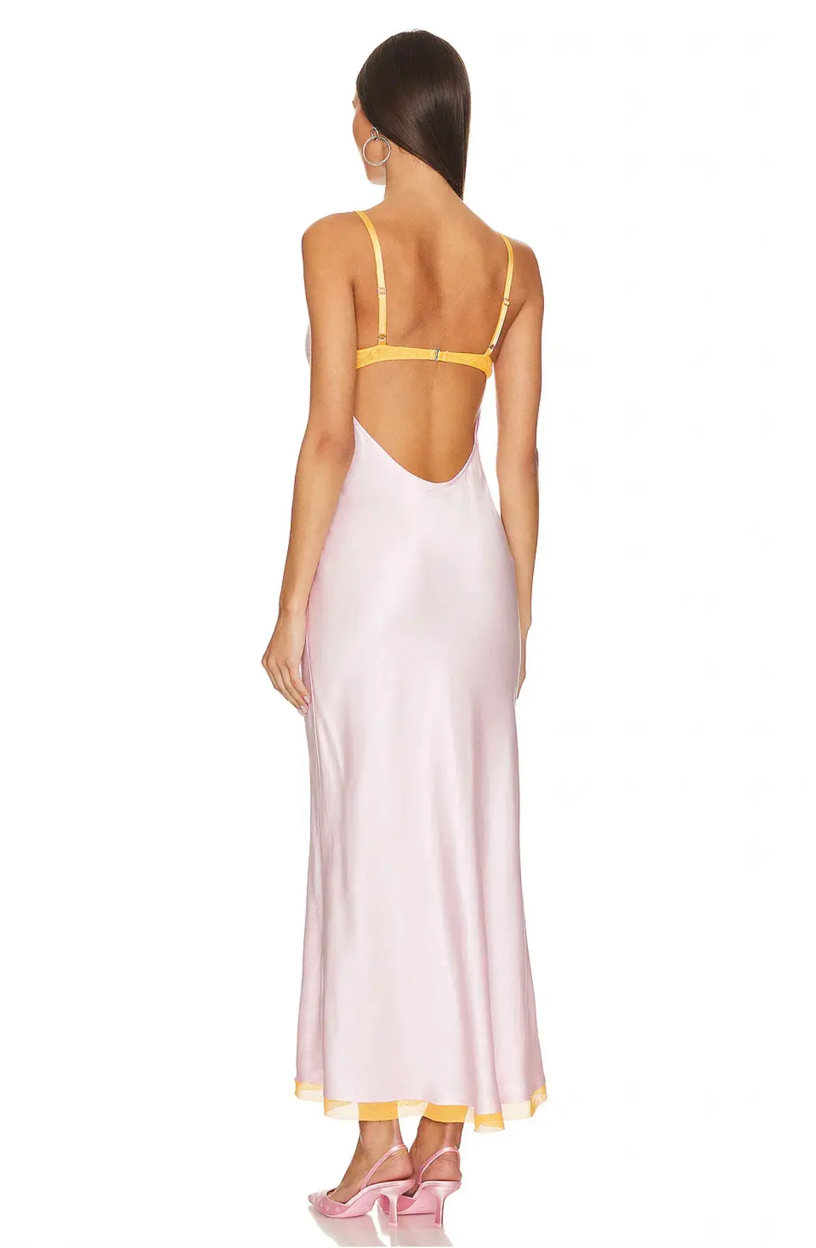 Bec & Bridge Joelle Mesh Detail Open Back Maxi Dress Orange/Pink Size 6 - Image 3