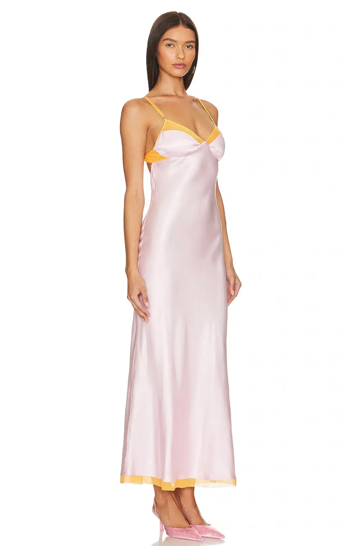 Bec & Bridge Joelle Mesh Detail Open Back Maxi Dress Orange/Pink Size 6 - Image 2