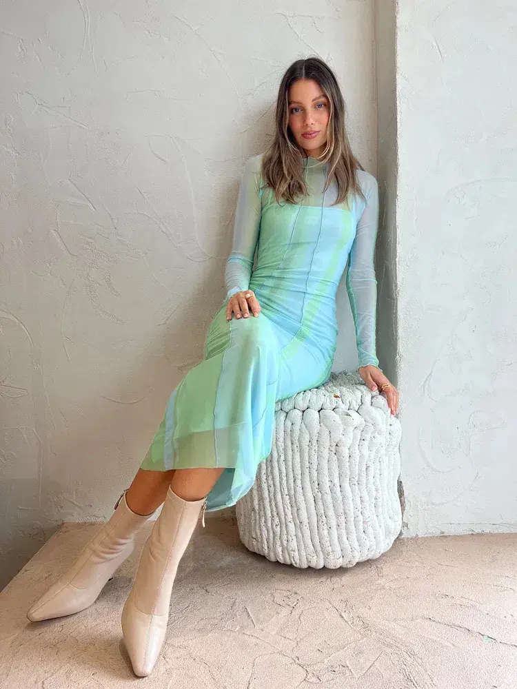 Significant Other Jean Dress in Green Mirage Size 8 - Image 2
