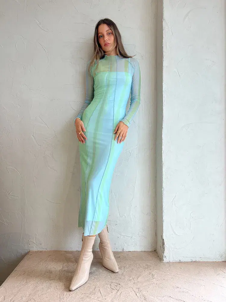 Significant Other Jean Dress in Green Mirage Size 8 - Image 1
