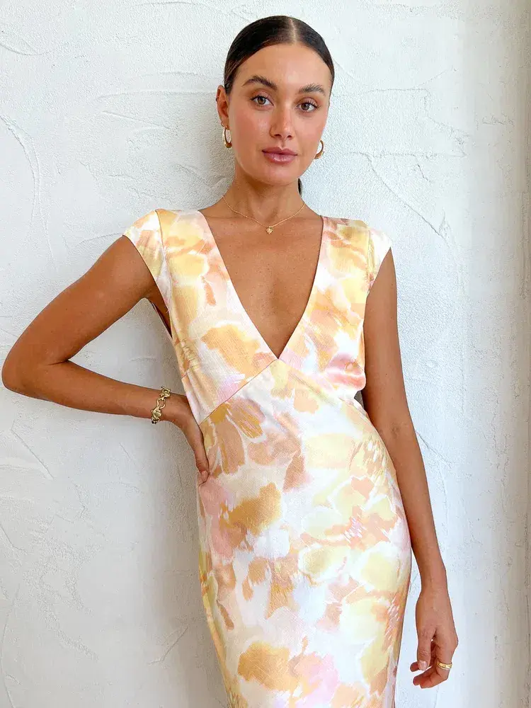 Bec & Bridge Indi V Maxi Dress Floral Haze Size 10 - Image 2