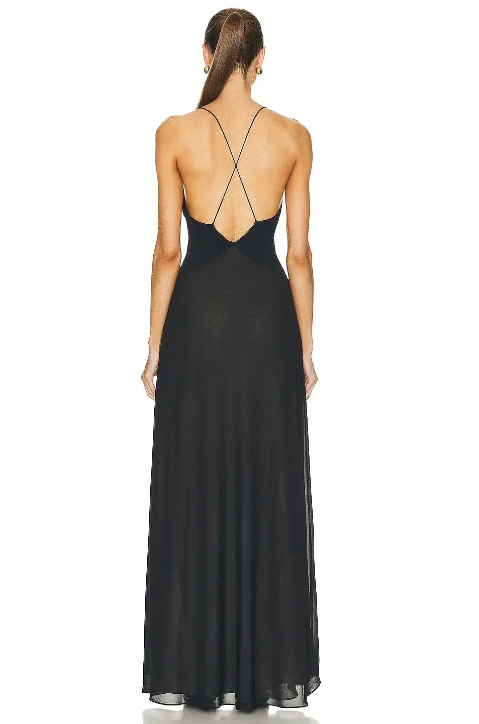 Helsa Sheer Deep V Long Dress Black Size 6 - Image 3