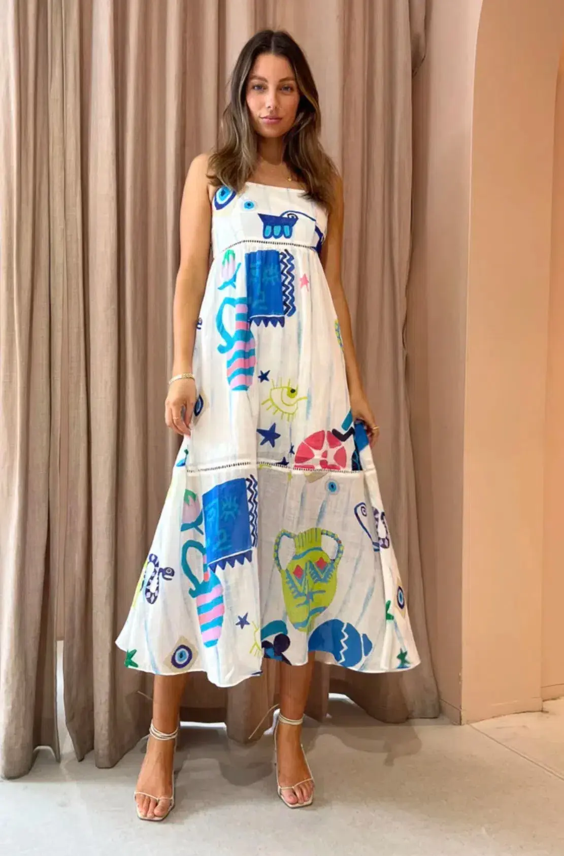 Kate Ford Pella Ladder Bustier Dress Multi Print Size 0 /Au 6 - Image 5