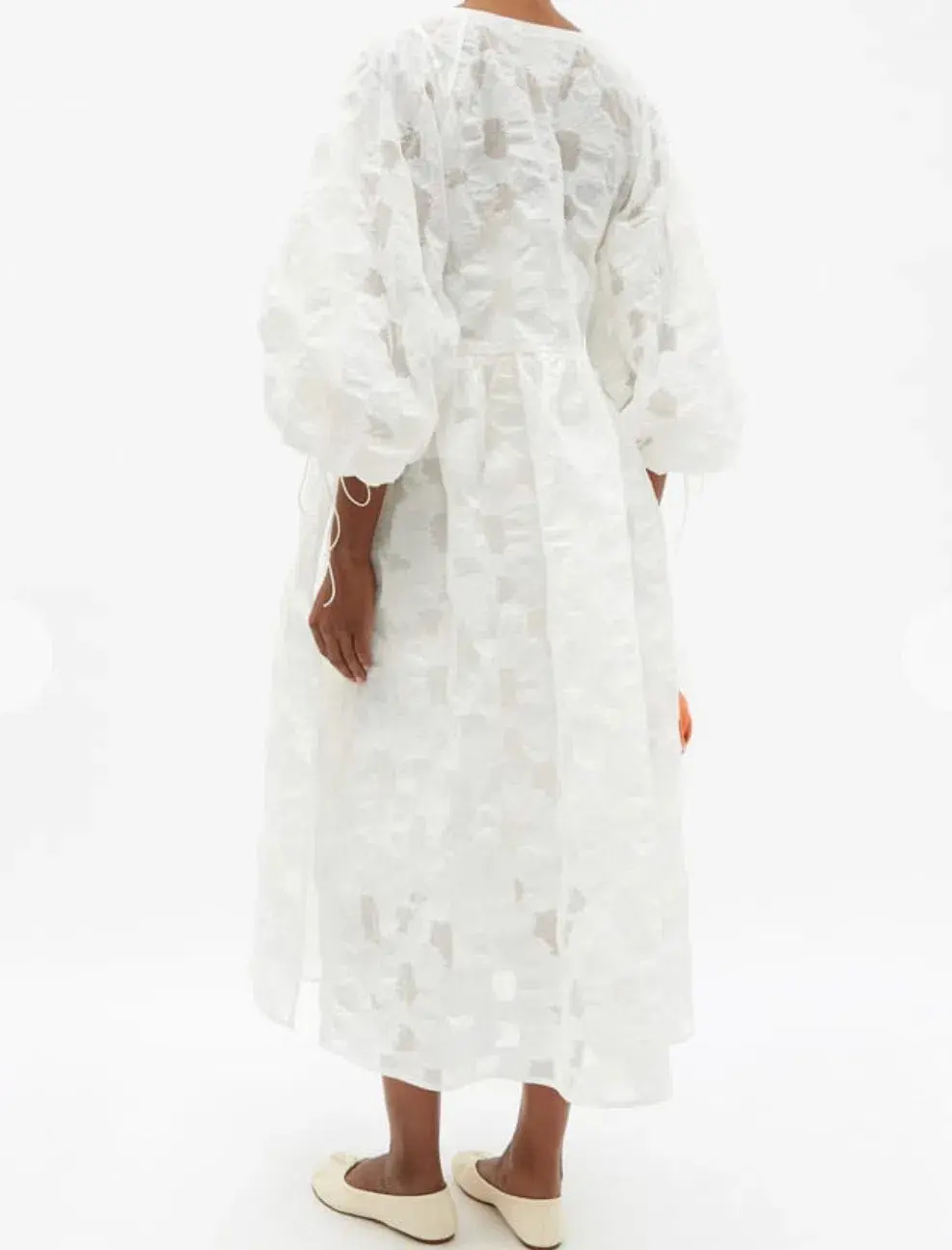 Cecilie Bahnsen Hella Puff-Sleeve Cotton-Blend Fil-Coupé Dress Size M/L / AU 14 - Image 2