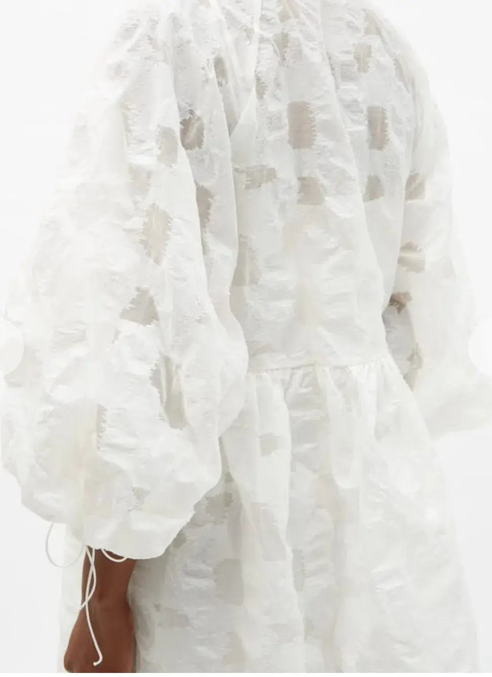 Cecilie Bahnsen Hella Puff-Sleeve Cotton-Blend Fil-Coupé Dress Size M/L / AU 14 - Image 4