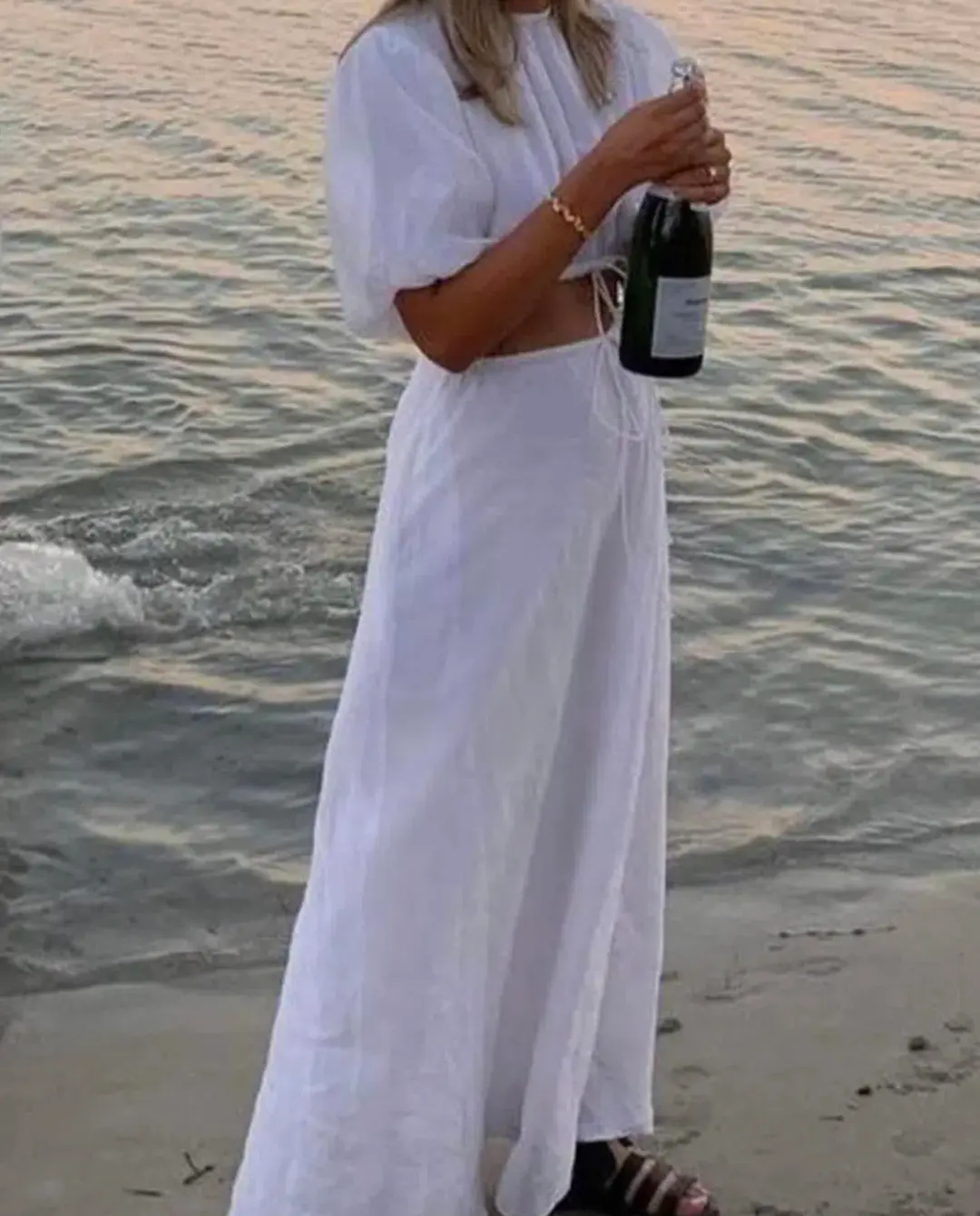 Sir the Label Franc Puff Sleeve Midi Dress White Size 0 / AU 6 for rent on The Volte - main image