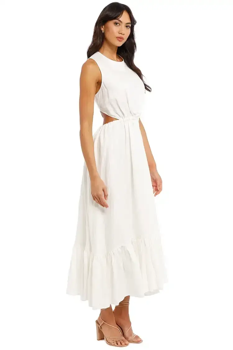 Leo Lin Luminous Linen Cutout Dress White Size 12 - Image 3
