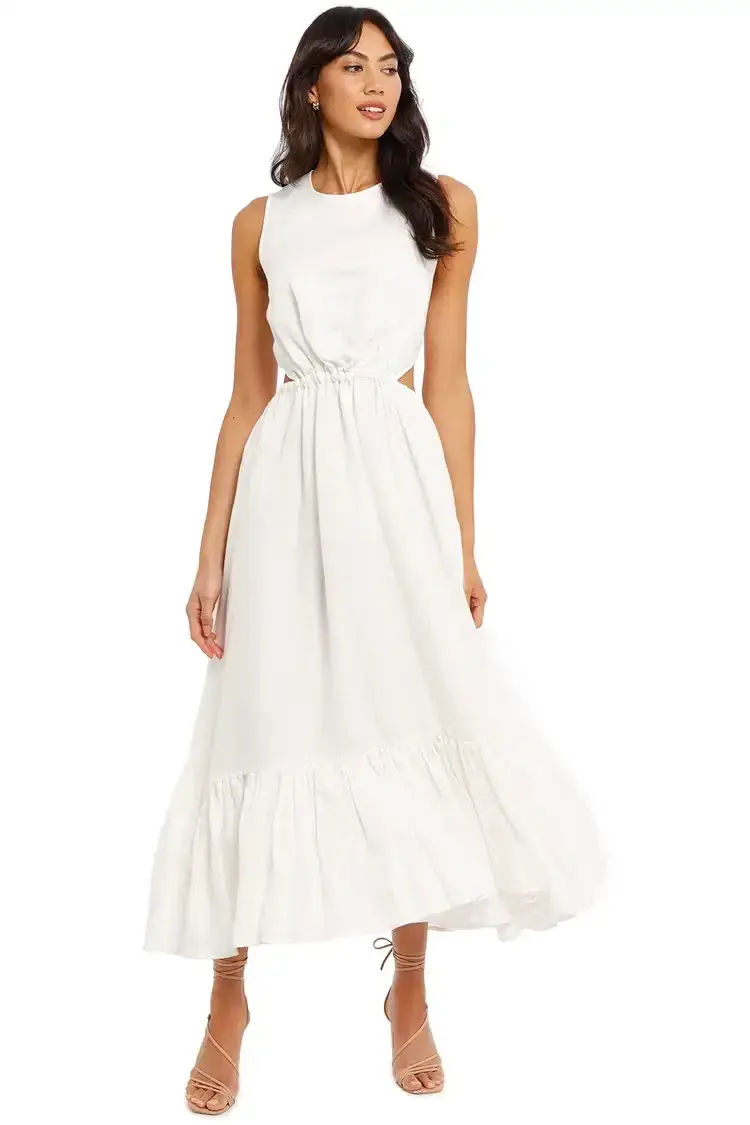 Leo Lin Luminous Linen Cutout Dress White Size 12 - Image 1