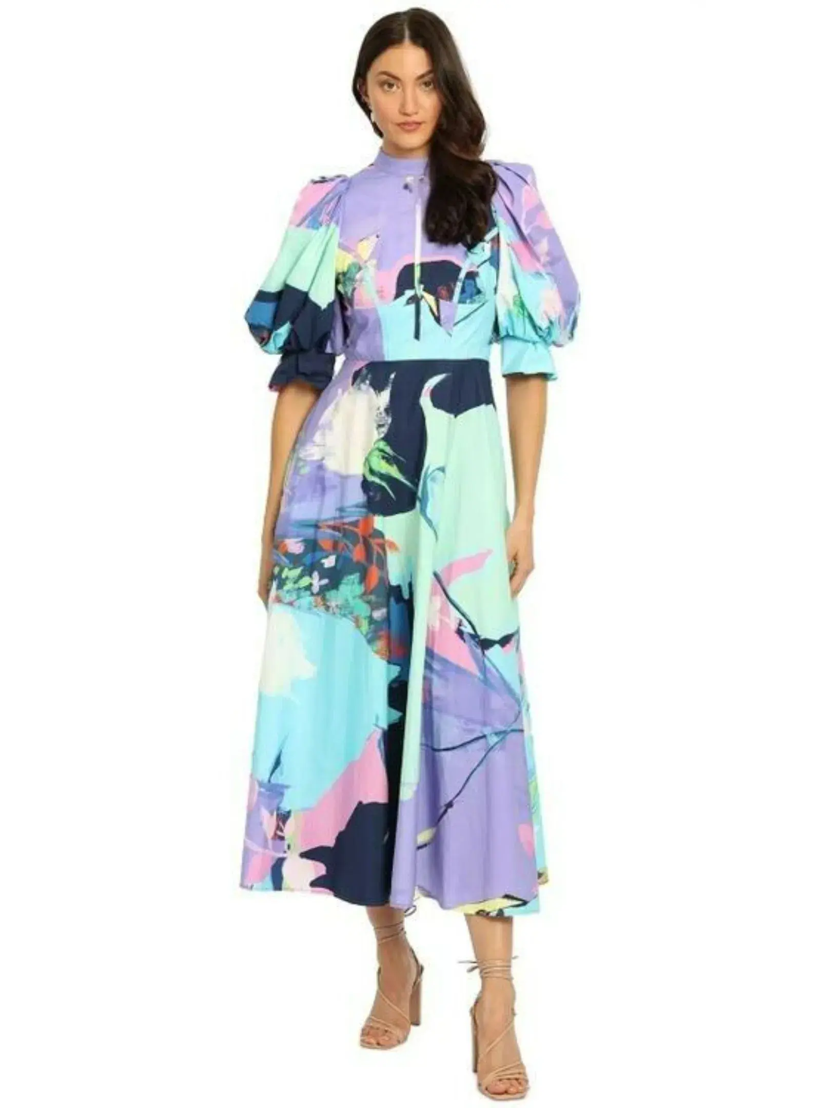 Leo Lin Illusory Cotton Dress Multi Print Size AU 8 - Image 1