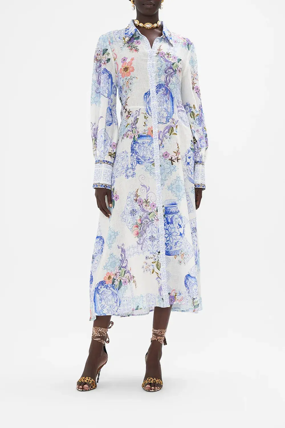 Camilla Waist Tie Shirt Dress Paint Me Positano Size AU 12 - Image 1