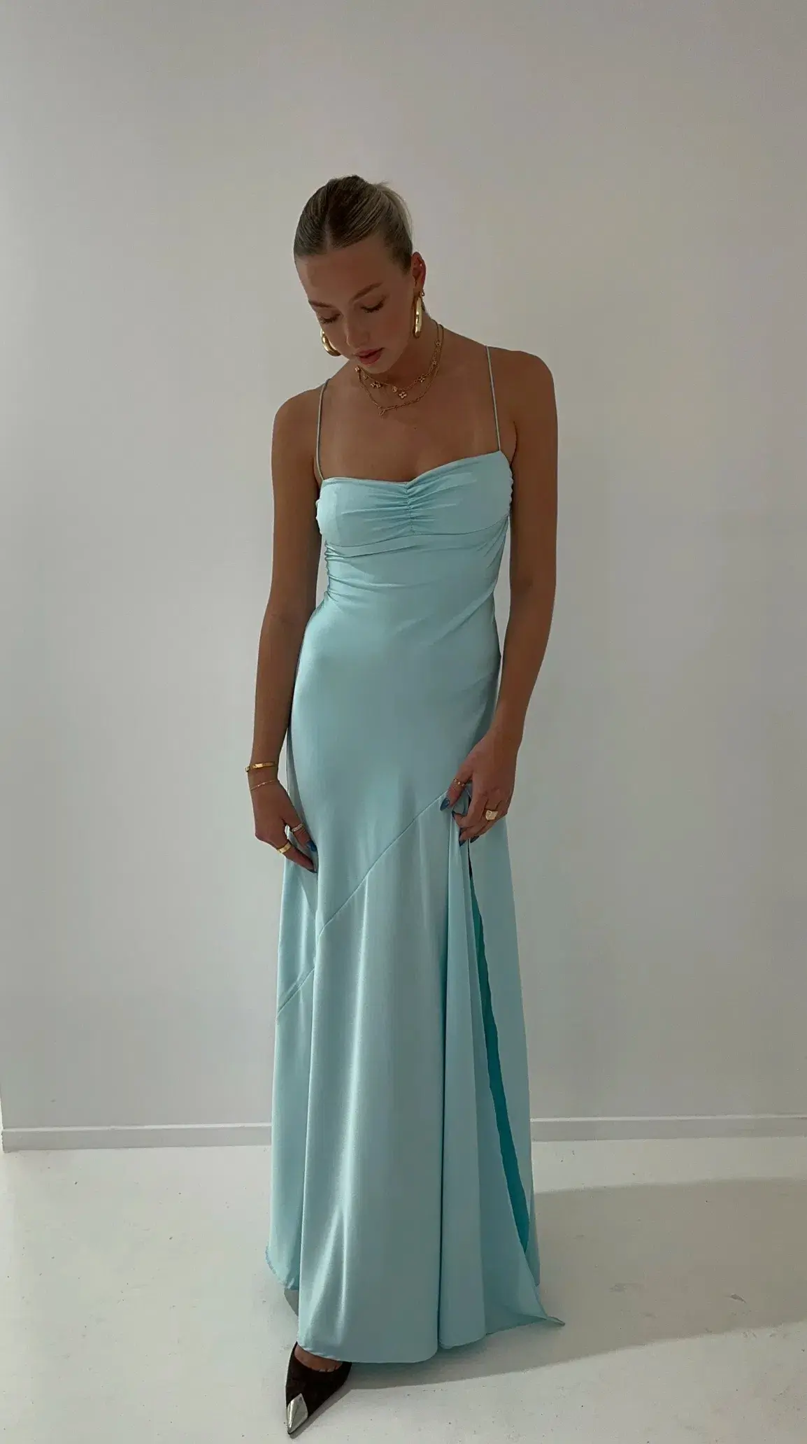 HNTR The Label Gaia Gown in Aqua Size S / AU 8 - Image 1