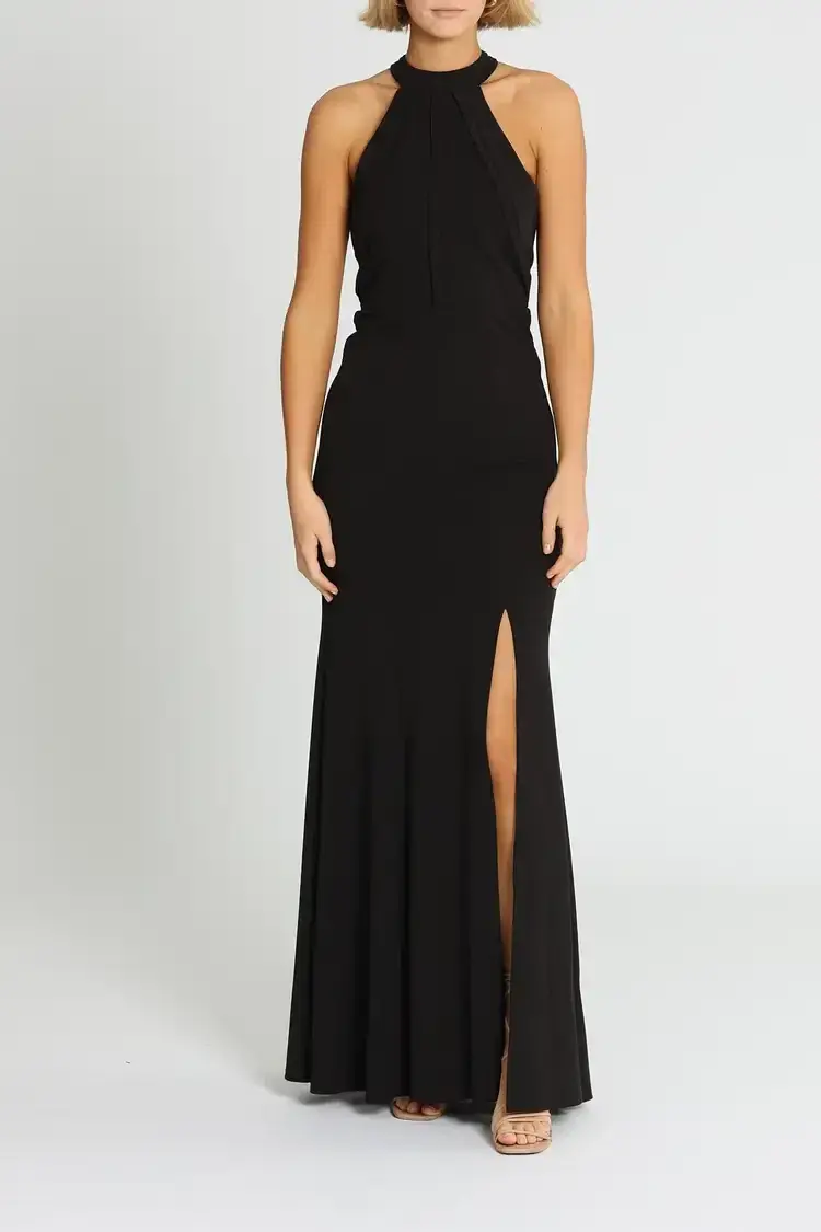 L'amour High Neck Scuba Crepe Black Size AU 10 - Image 1