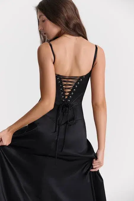 House of CB Anabella Lace Up Maxi Dress Black Size XL / AU 14 - Image 4