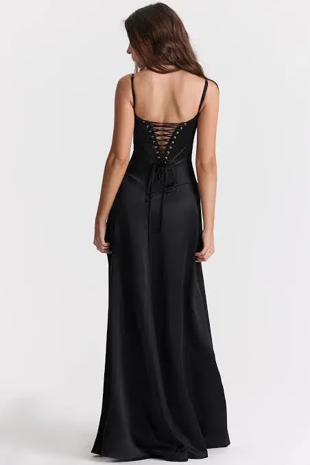 House of CB Anabella Lace Up Maxi Dress Black Size XL / AU 14 - Image 1