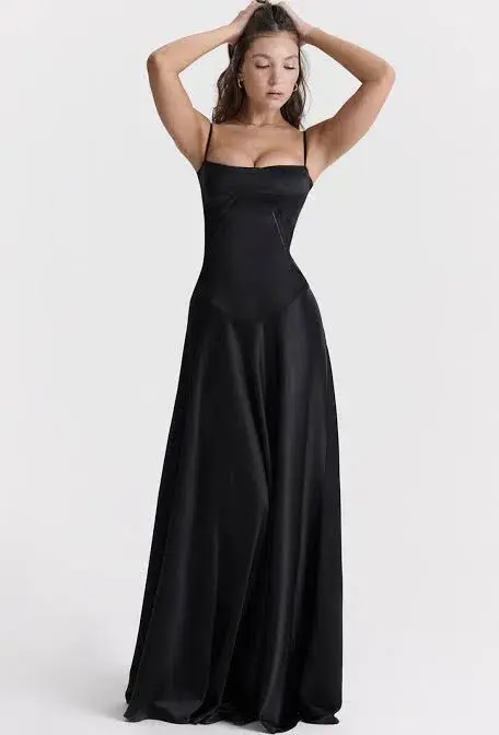 House of CB Anabella Lace Up Maxi Dress Black Size XL / AU 14 - Image 2