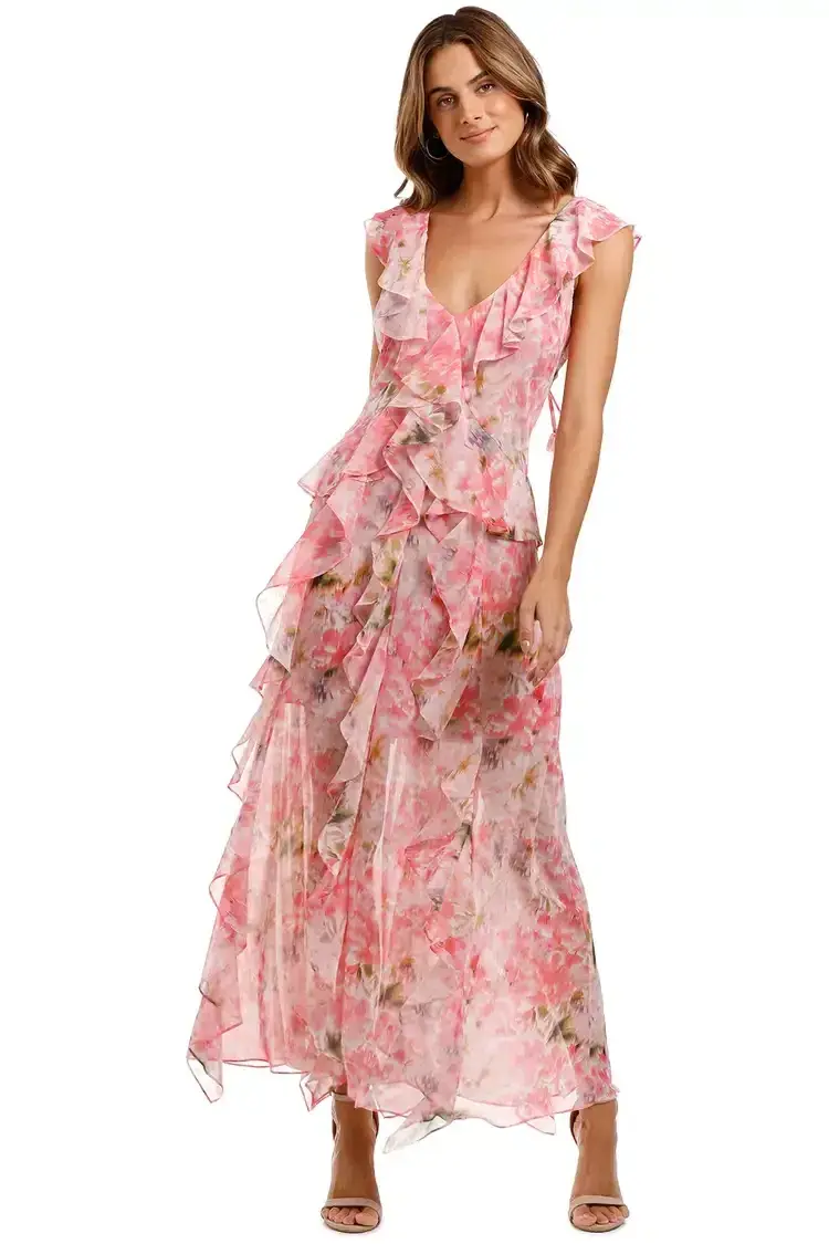 MISA LA Claudita Dress Pink Floral Size AU 8 - Image 1