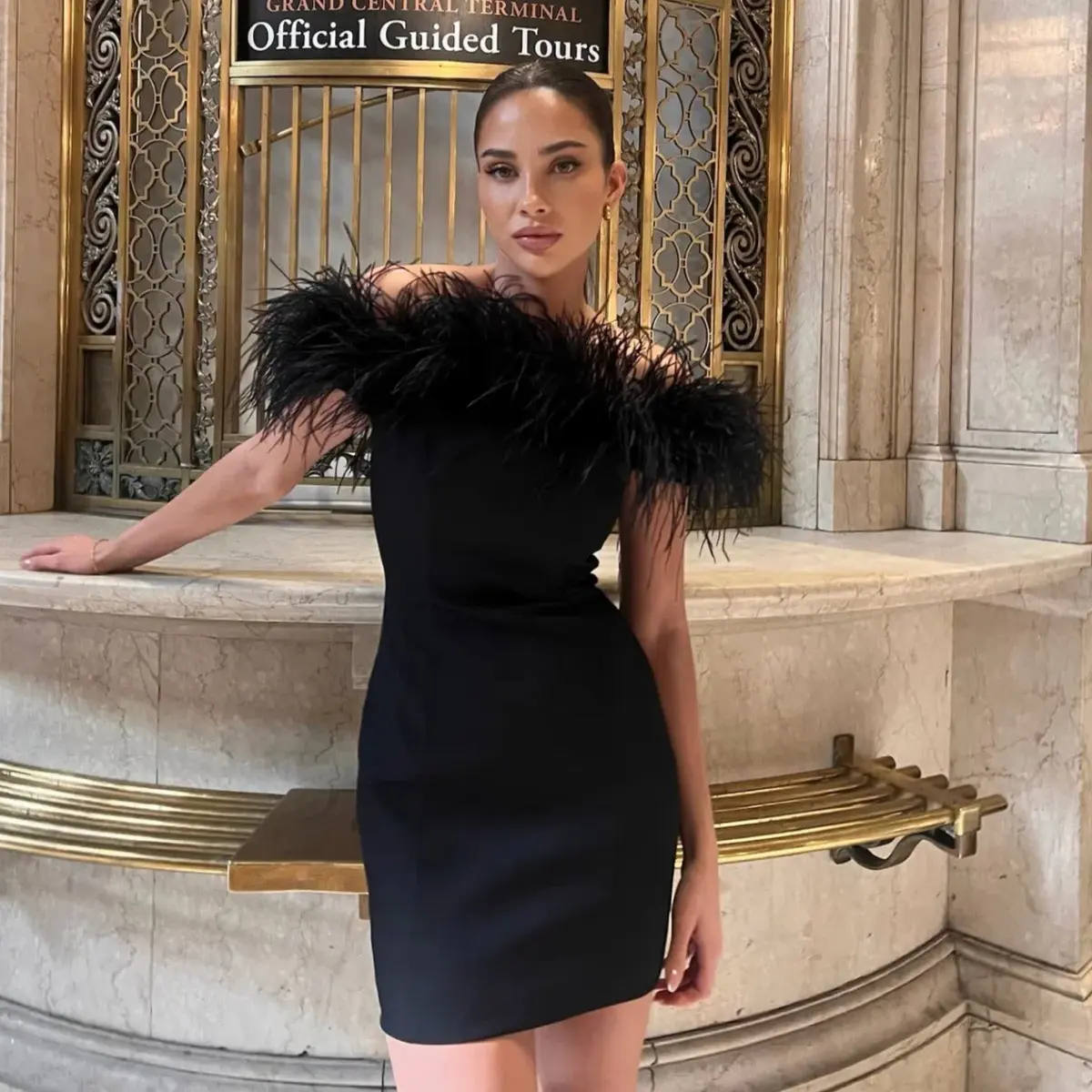 Bianca & Bridgett Gloria Dress Black Feathers Size AU 10 - Image 4