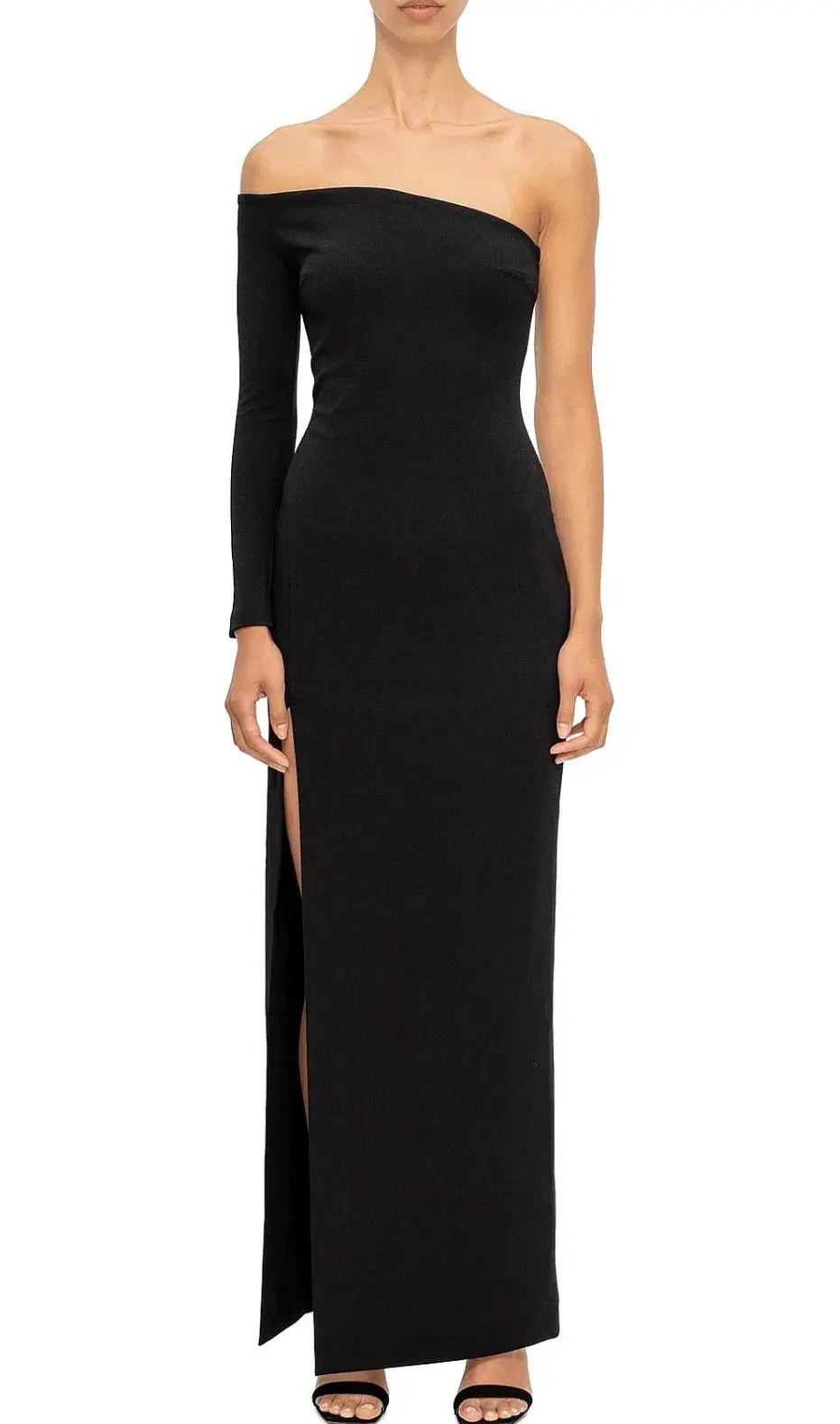 Solace London Palmer One Shoulder Maxi Dress in Black Size 12 for rent on The Volte - main image