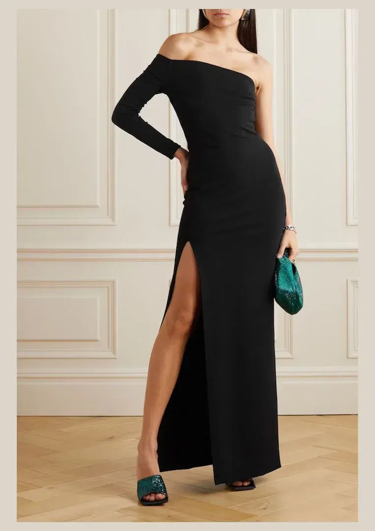 Solace London Palmer One Shoulder Maxi Dress in Black Size 12 for rent on The Volte - main image