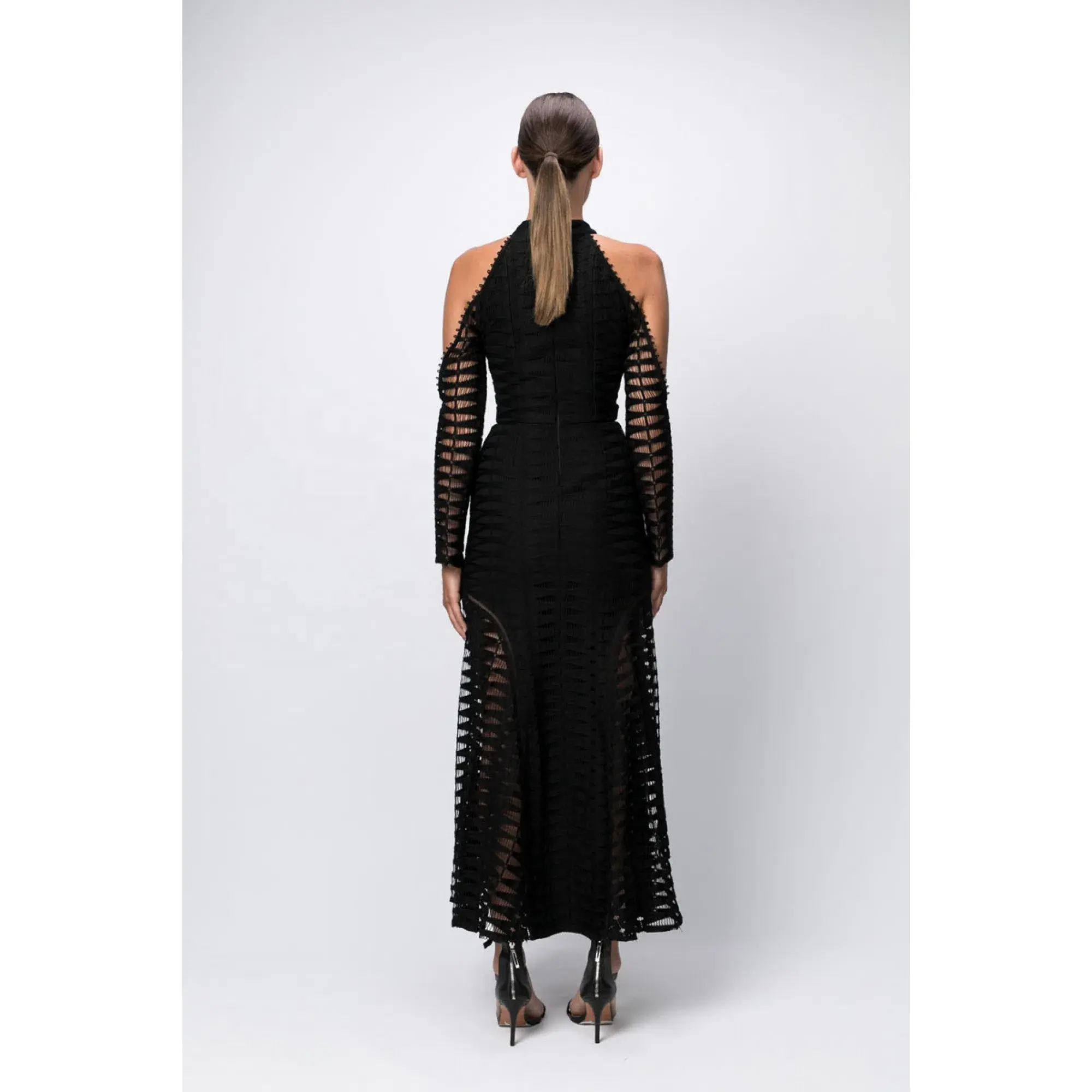 White Suede Time Stops Fishbone Dress Black Size 6  - Image 3